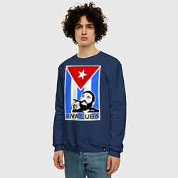 Свитшот хлопковый мужской Fidel: Viva, Cuba!, цвет: тёмно-синий — фото 2