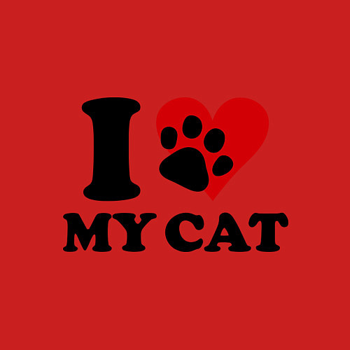 Мужской свитшот I love my cat - Я люблю свою кошку / Красный – фото 3