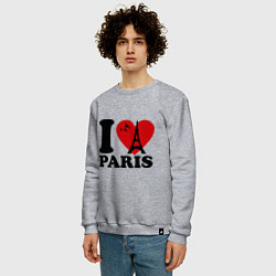 Свитшот хлопковый мужской Я люблю Париж, цвет: меланж — фото 2