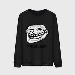 Свитшот хлопковый мужской Trollface. Problem? Проблемы?, цвет: черный