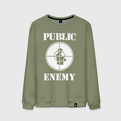 Свитшот хлопковый мужской Public Enemy, цвет: авокадо