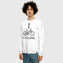 Свитшот хлопковый мужской I love cycling, цвет: белый — фото 2