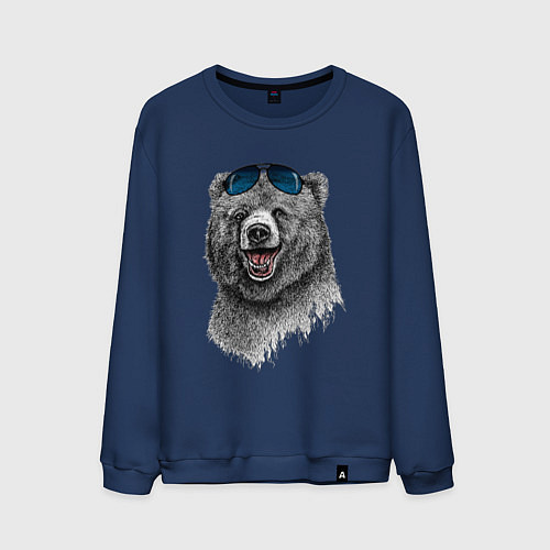 Мужской свитшот Медведь в очках / Тёмно-синий – фото 1