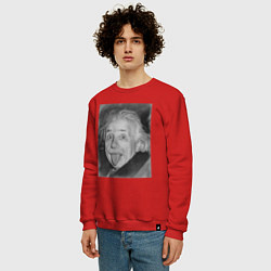 Свитшот хлопковый мужской Энштейн дурачится, цвет: красный — фото 2