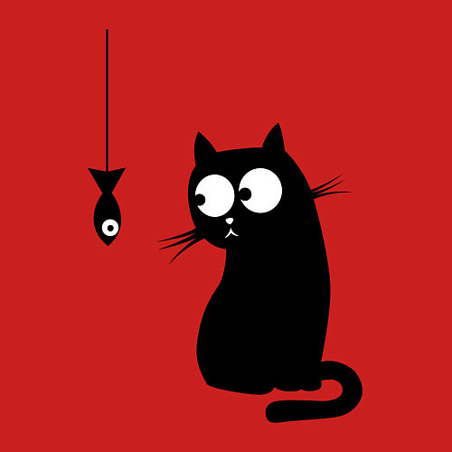 Мужской свитшот Кот и рыба / Красный – фото 3