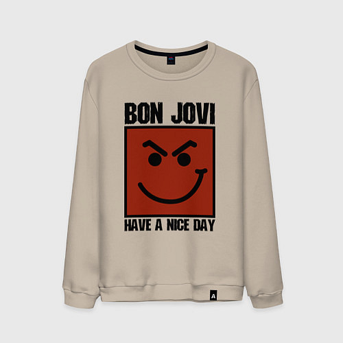 Мужской свитшот Bon Jovi: Have a nice day / Миндальный – фото 1