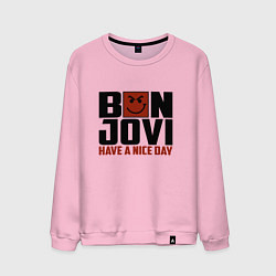 Свитшот хлопковый мужской Bon Jovi: Nice day, цвет: светло-розовый
