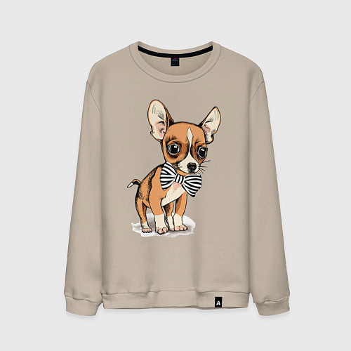 Мужской свитшот Чихуахуа с бабочкой / Миндальный – фото 1