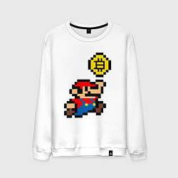 Свитшот хлопковый мужской Mario Bitcoin, цвет: белый