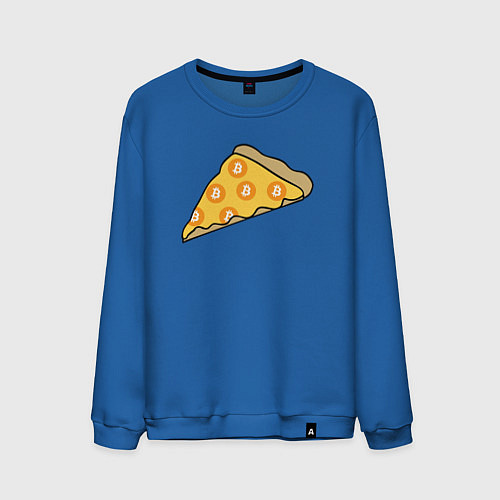 Мужской свитшот Bitcoin Pizza / Синий – фото 1