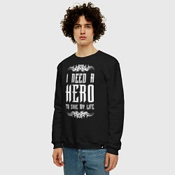Свитшот хлопковый мужской Skillet: I need a Hero, цвет: черный — фото 2