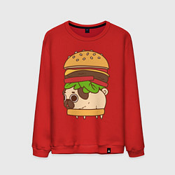 Свитшот хлопковый мужской Мопс-бургер, цвет: красный