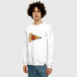 Свитшот хлопковый мужской Твой кусочек пиццы, цвет: белый — фото 2