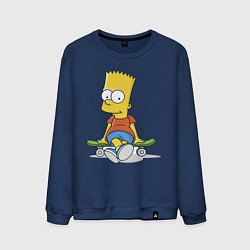 Свитшот хлопковый мужской Барт на скейте, цвет: тёмно-синий
