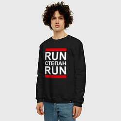 Свитшот хлопковый мужской Run Степан Run, цвет: черный — фото 2