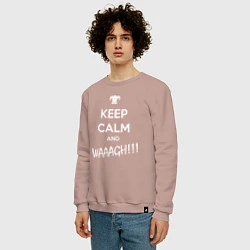 Свитшот хлопковый мужской Keep Calm & WAAAGH, цвет: пыльно-розовый — фото 2