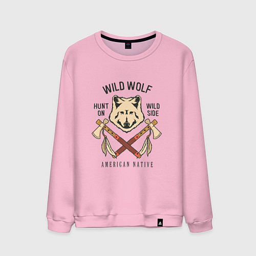 Мужской свитшот Wild Wolf / Светло-розовый – фото 1