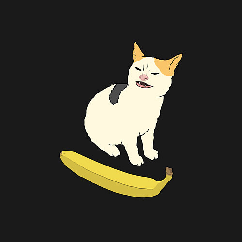 Мужской свитшот Cat no banana meme / Черный – фото 3