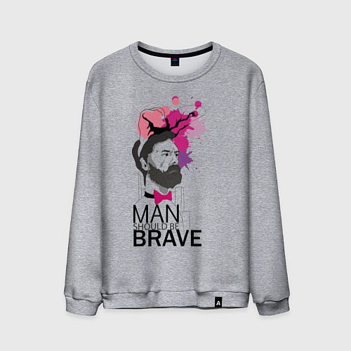 Мужской свитшот Man should be brave / Меланж – фото 1