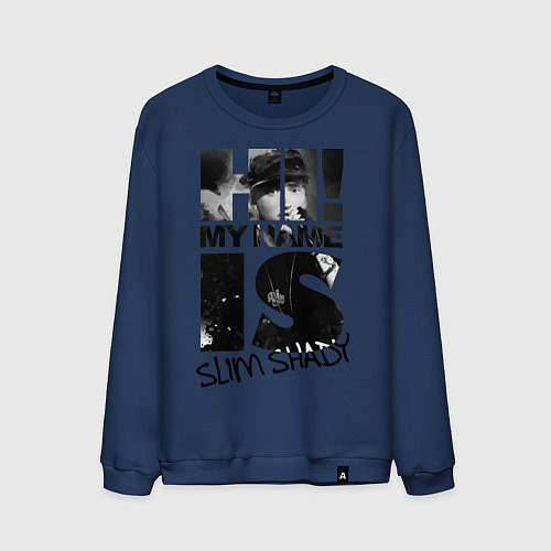 Мужской свитшот My name is slim shady / Тёмно-синий – фото 1