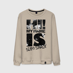 Свитшот хлопковый мужской My name is slim shady, цвет: миндальный