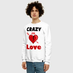 Свитшот хлопковый мужской Crazy in love, цвет: белый — фото 2