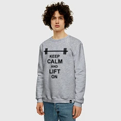 Свитшот хлопковый мужской Keep Calm & Lift On, цвет: меланж — фото 2