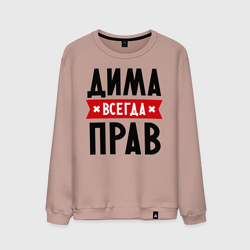 Мужской свитшот Дима всегда прав / Пыльно-розовый – фото 1