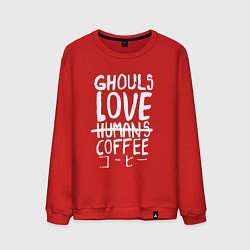 Свитшот хлопковый мужской Ghouls Love Coffee, цвет: красный