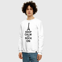 Свитшот хлопковый мужской Keep Calm & Rock On, цвет: белый — фото 2