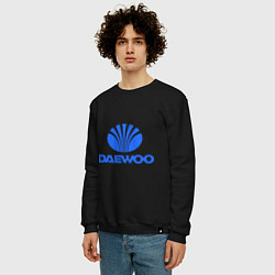 Свитшот хлопковый мужской Logo daewoo, цвет: черный — фото 2