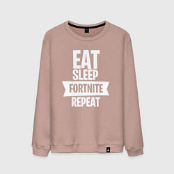 Свитшот хлопковый мужской Eat Sleep Fortnite Repeat, цвет: пыльно-розовый