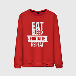 Свитшот хлопковый мужской Eat Sleep Fortnite Repeat, цвет: красный