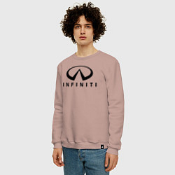 Свитшот хлопковый мужской Infiniti logo, цвет: пыльно-розовый — фото 2