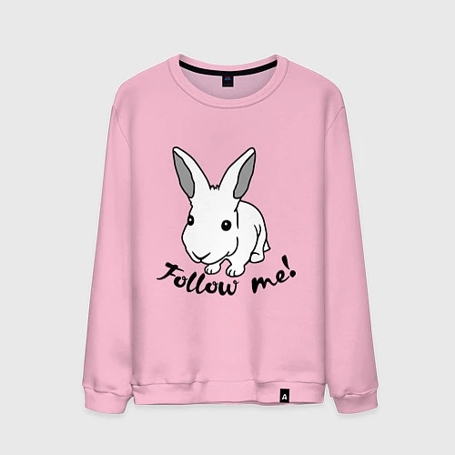 Мужской свитшот Rabbit: follow me / Светло-розовый – фото 1