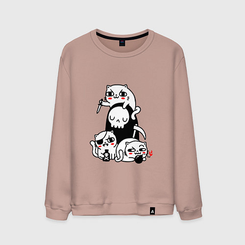 Мужской свитшот CAT GOT YOUR SOUL / Пыльно-розовый – фото 1