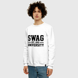 Свитшот хлопковый мужской Swag University, цвет: белый — фото 2