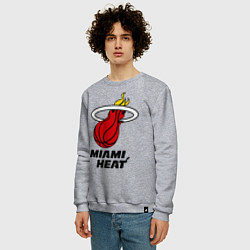 Свитшот хлопковый мужской Miami Heat-logo, цвет: меланж — фото 2