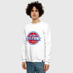 Свитшот хлопковый мужской Detroit Pistons - logo, цвет: белый — фото 2