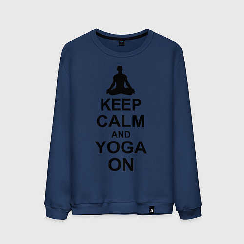 Мужской свитшот Keep Calm & Yoga On / Тёмно-синий – фото 1
