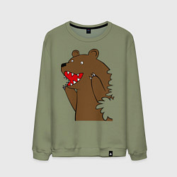 Свитшот хлопковый мужской Медведь цензурный, цвет: авокадо