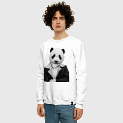 Свитшот хлопковый мужской Панда в свитере, цвет: белый — фото 2