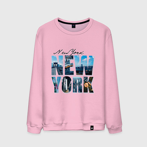 Мужской свитшот White New York / Светло-розовый – фото 1