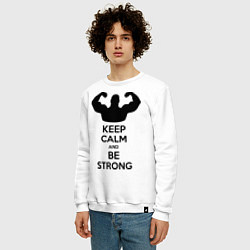 Свитшот хлопковый мужской Keep Calm & Be Strong, цвет: белый — фото 2