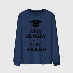 Свитшот хлопковый мужской Stay Hungry & Stay Foolish, цвет: тёмно-синий