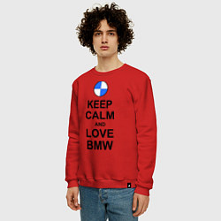 Свитшот хлопковый мужской Keep Calm & Love Bmw, цвет: красный — фото 2
