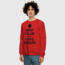 Свитшот хлопковый мужской Keep Calm & Love Suzuki, цвет: красный — фото 2