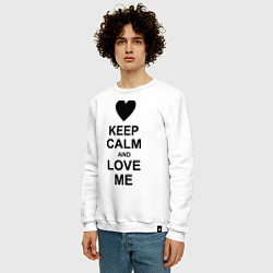 Свитшот хлопковый мужской Keep Calm & Love Me, цвет: белый — фото 2