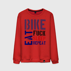 Свитшот хлопковый мужской Bike eat sleep repeat, цвет: красный