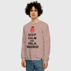 Свитшот хлопковый мужской Keep Calm & Hala Madrid, цвет: пыльно-розовый — фото 2